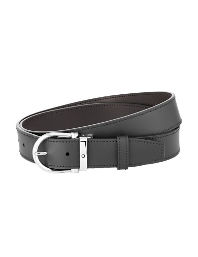 Monblanc Cintura reversibile in pelle nera/marrone 35 mm con fibbia a ferro di cavallo - Vendita Online - Lazzaroni Penne