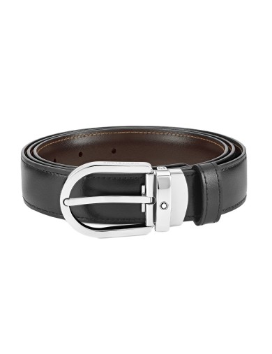 Montblanc Cintura reversibile in pelle nera/marrone 30 mm con fibbia a ferro di cavallo - Vendita Online - Lazzaroni Penne